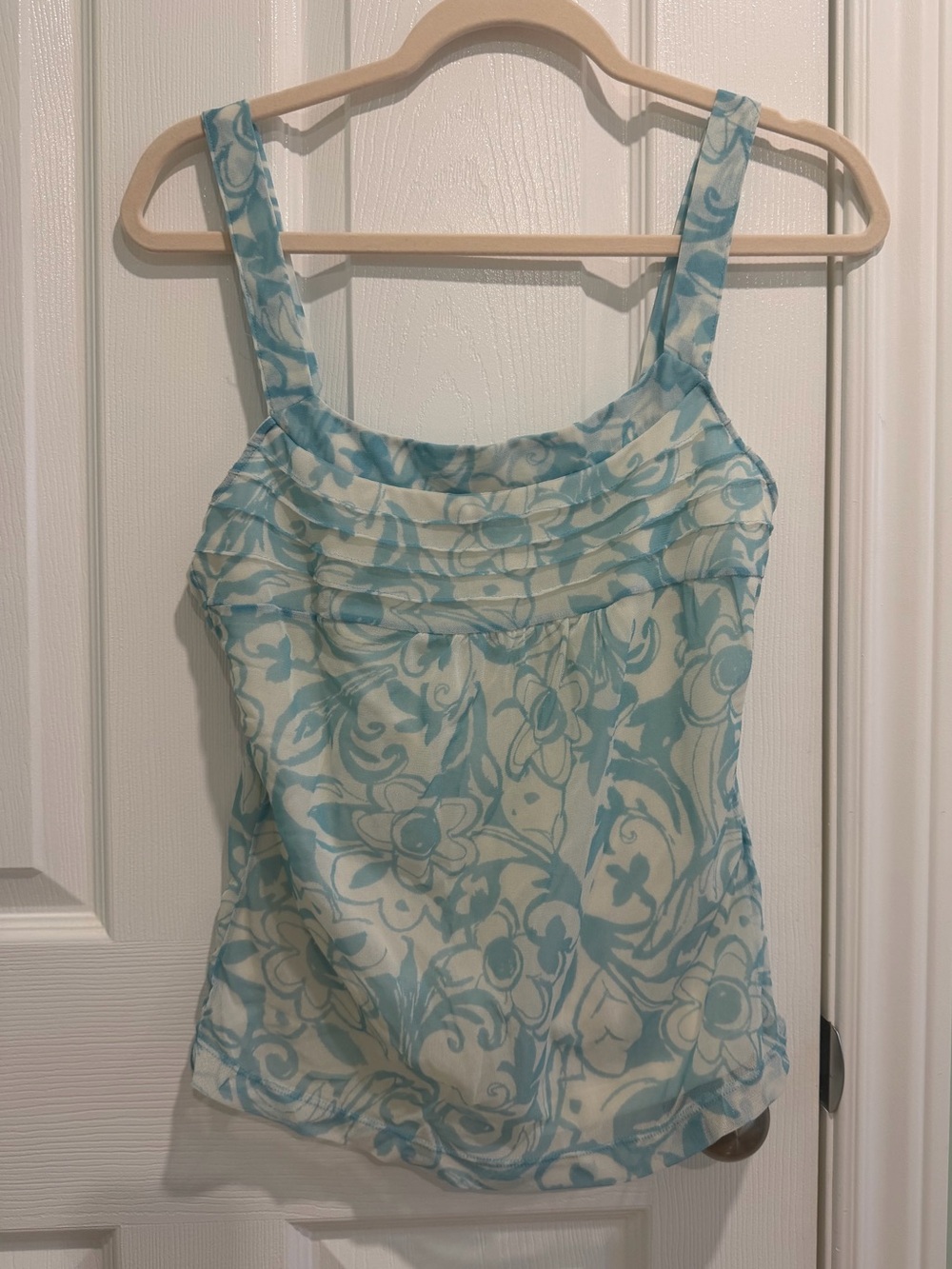 Blue Floral Print Y2K Sleeveless Tank Top